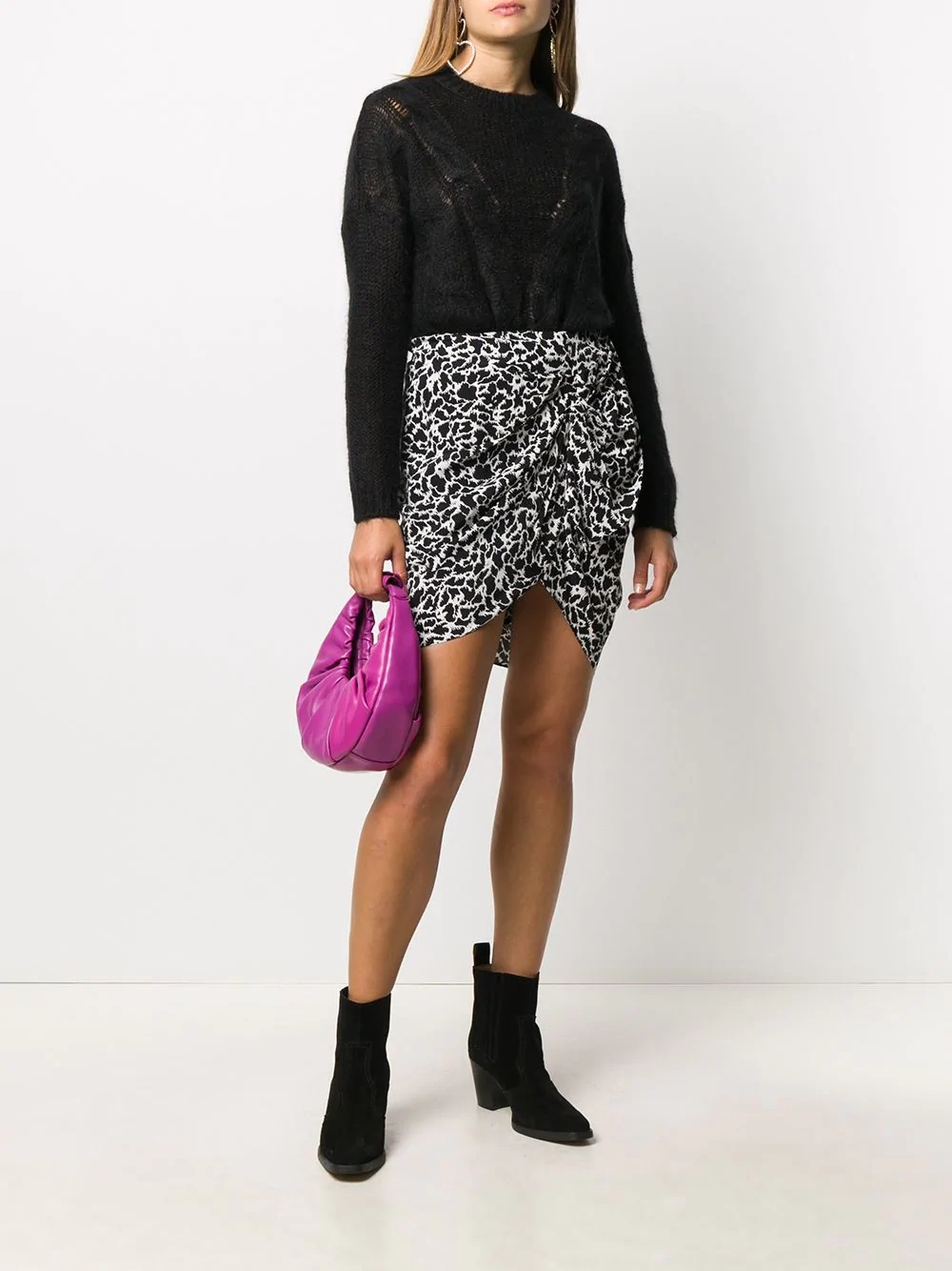 ruched animal print skirt - 2