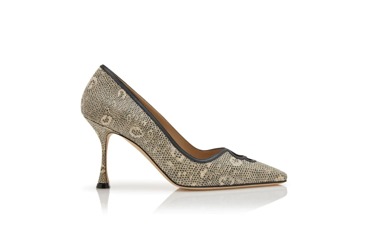 Lizard Print Calf Leather Pumps - 1