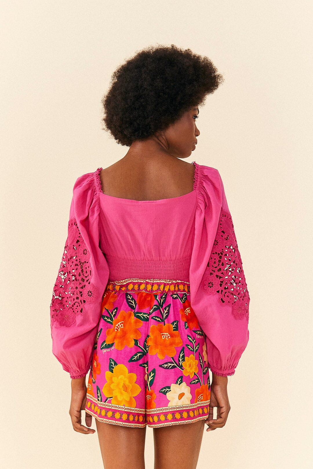 Pink Flower Tapestry Shorts - 3