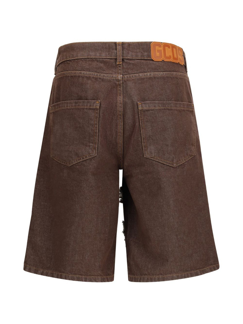 GCDS frayed logo-patch shorts outlook