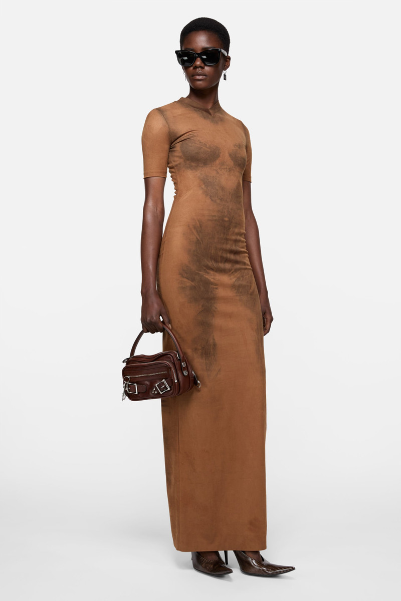 Acne Studios Trompe-l’œil suede dress - Cognac brown outlook