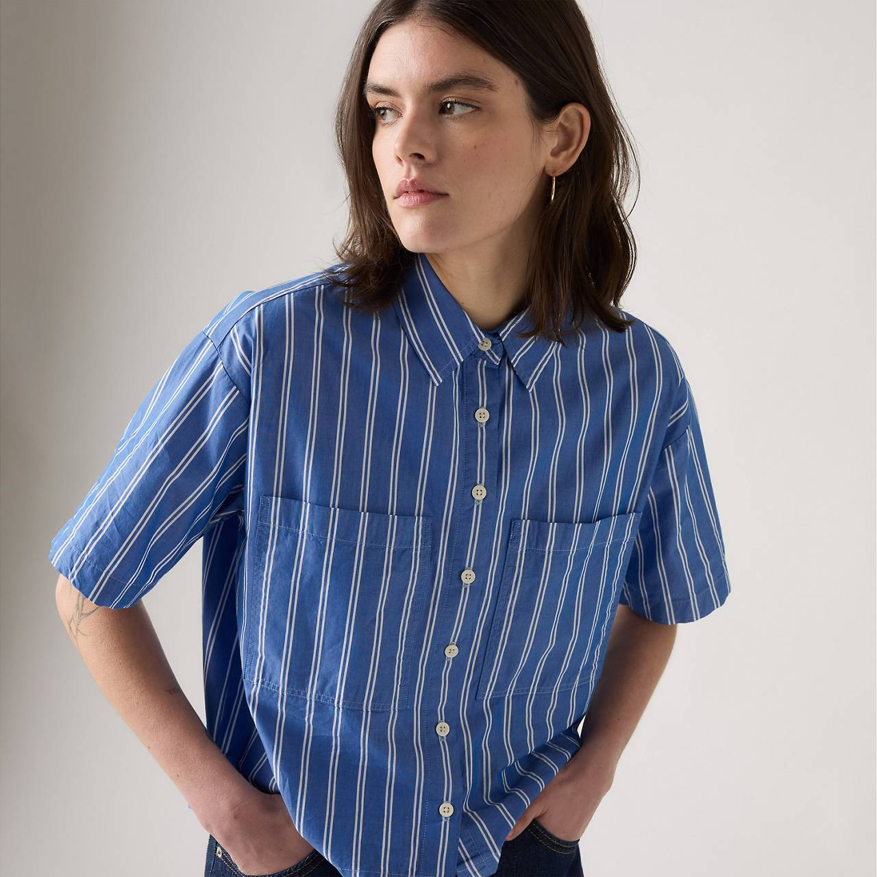 HARLIE SHORT-SLEEVE CROPPED SHIRT - 5