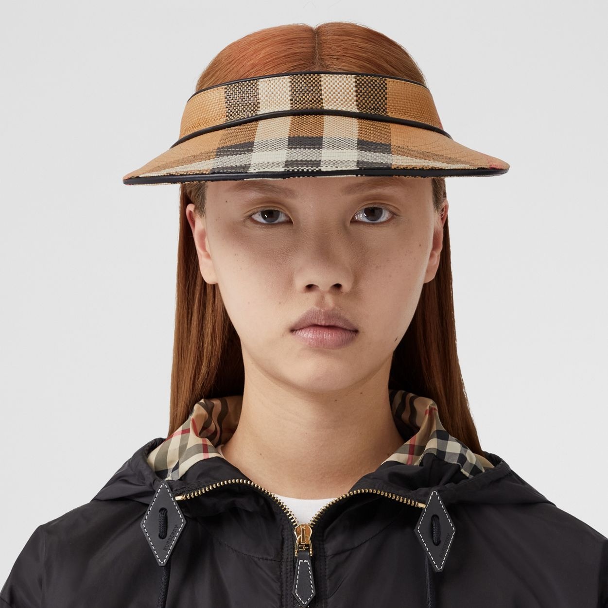 Exaggerated Brim Check Nylon Visor - 3