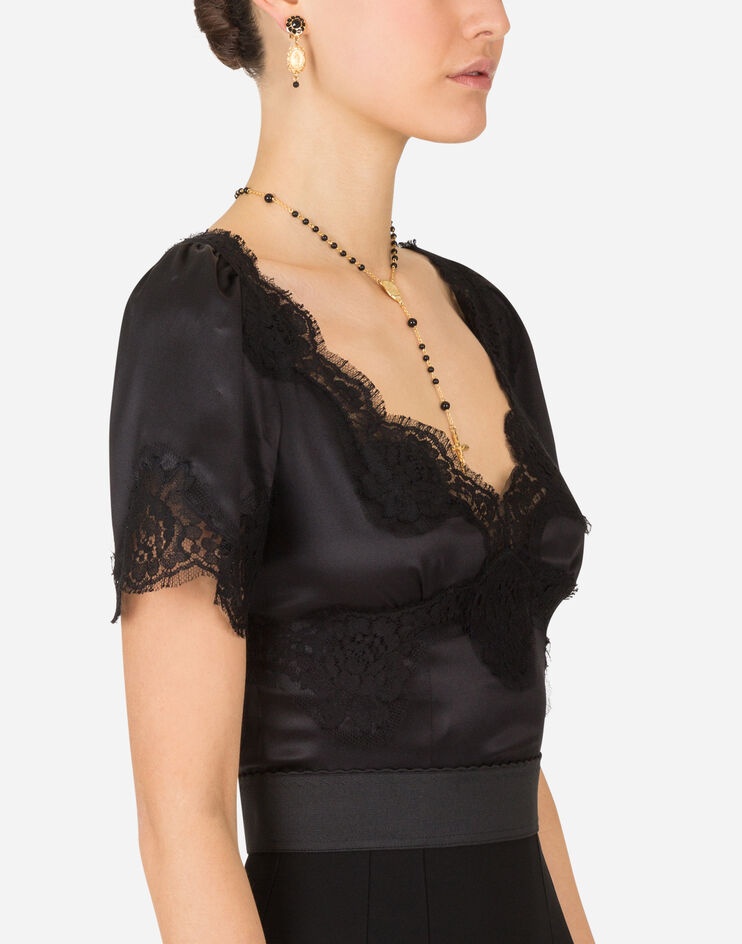 Satin top with lace details - 4