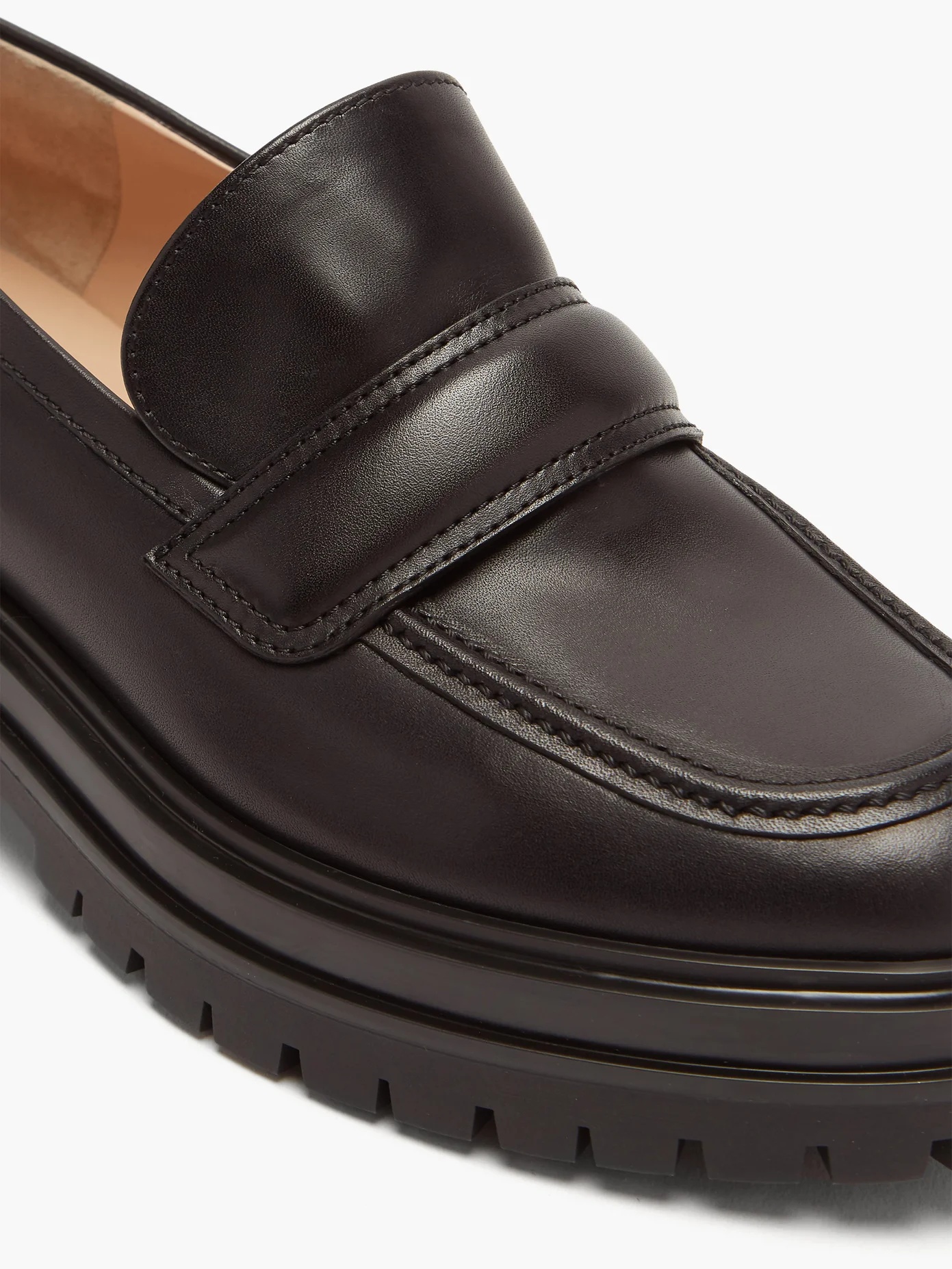 Exaggerated-sole leather penny loafers - 6