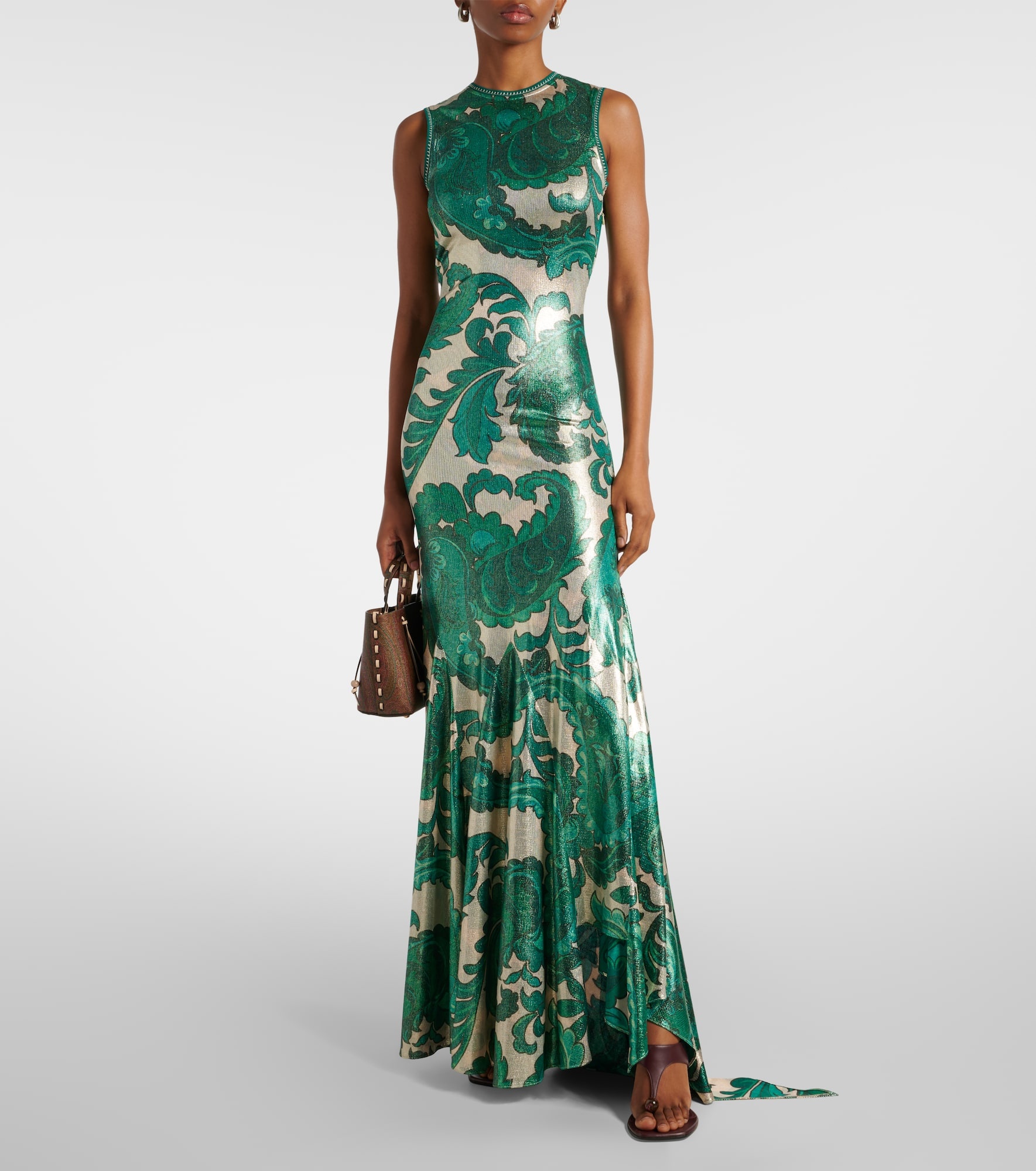 Paisley open-back lamé maxi dress - 2