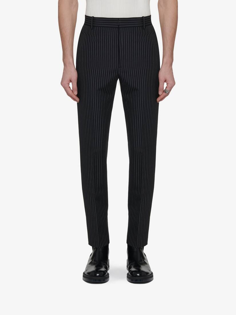Men's Tailored Cigarette Trousers in Black/white - 5