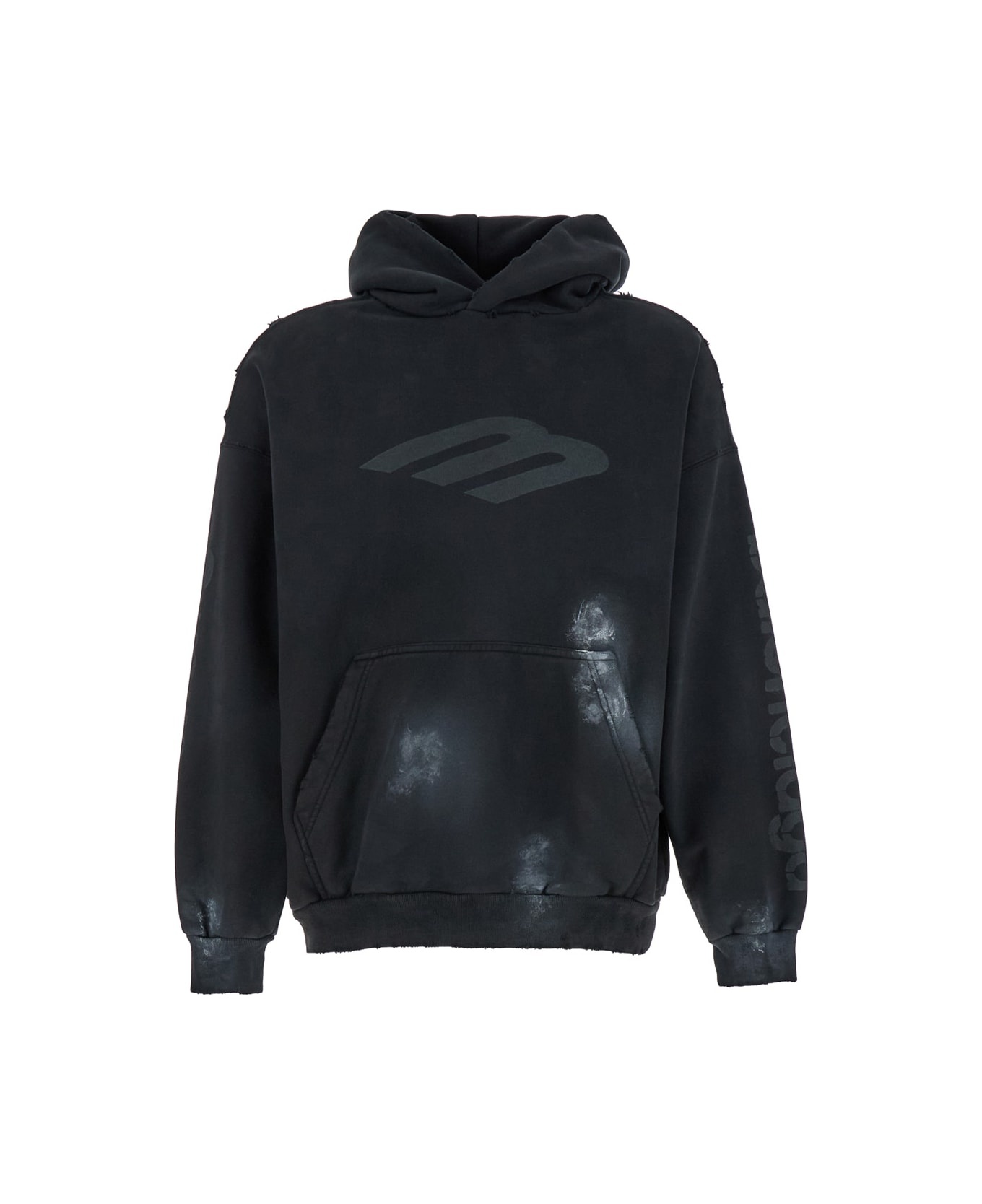 Black Hoodie With 3b Stencil Logo In Cotton Man - 1