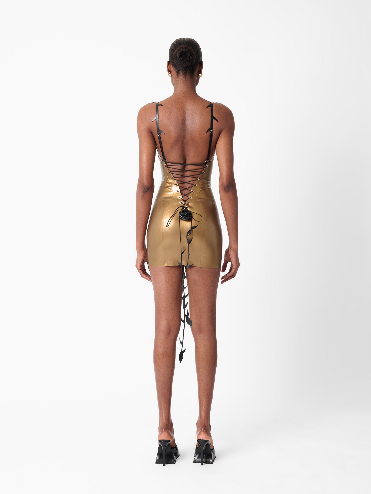 THORN LATEX DRESS GOLD - 4