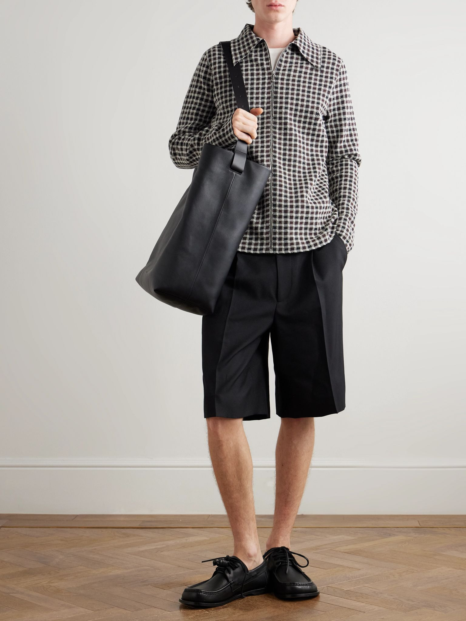 Checked Woven Overshirt Dark gray - 2
