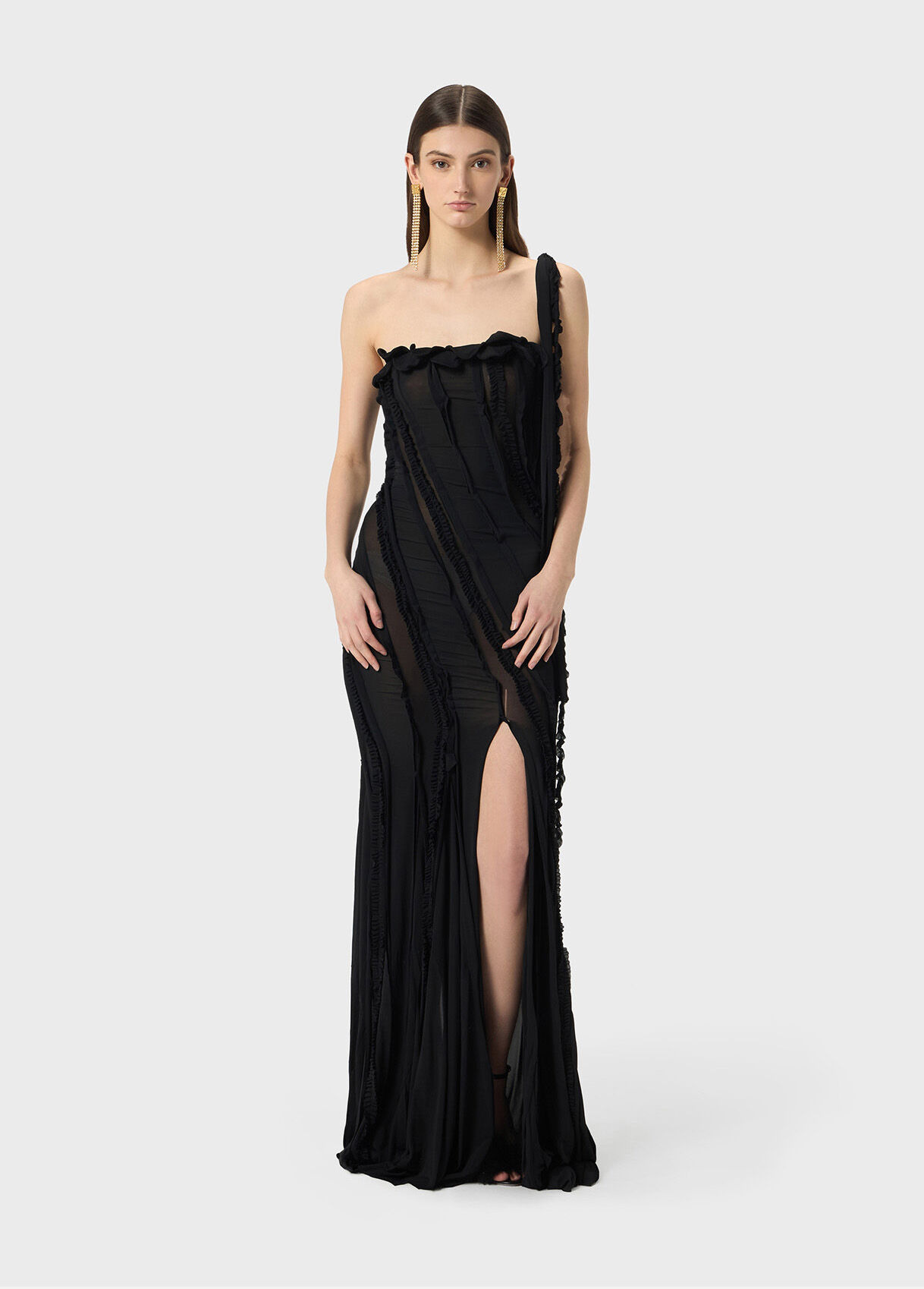 ONE-SHOULDER DRESS IN JERSEY WITH INLAYS - 5