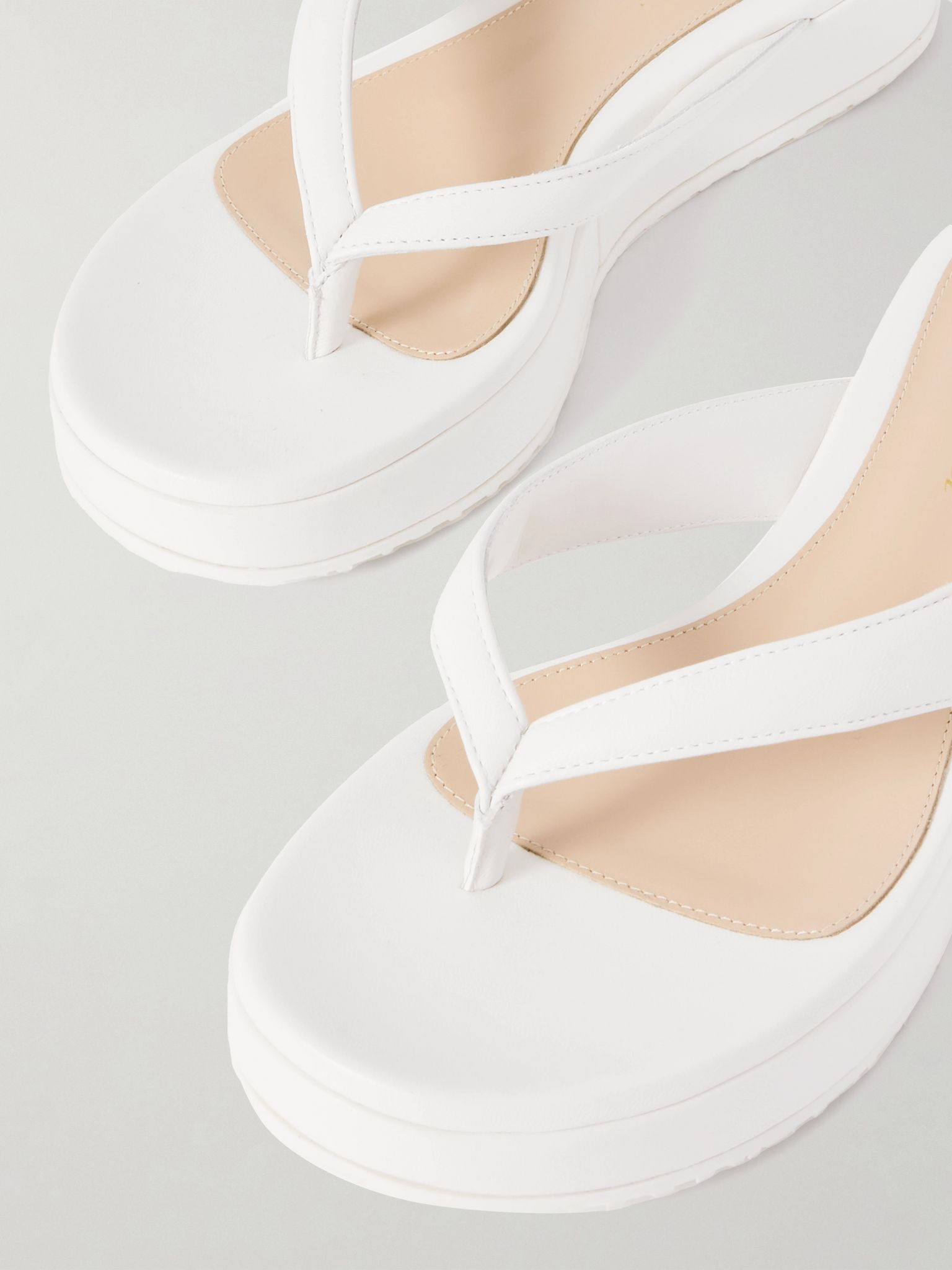 Tahiti leather platform flip flops White - 4