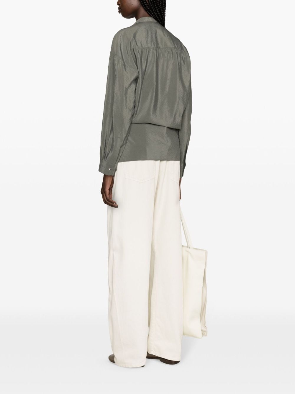draped silk blend shirt - 4