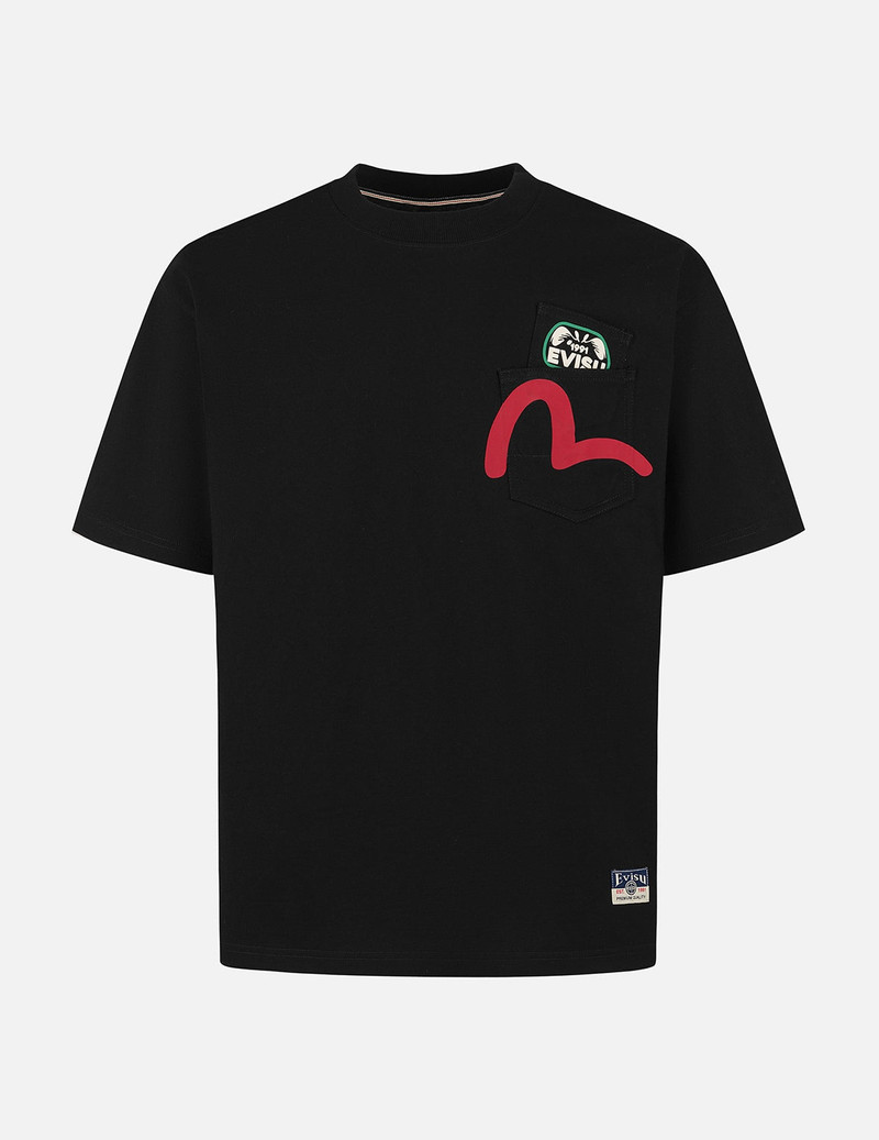 EVISU Multi-Pocket and Multi-Print Detail Relax Fit T-Shirt outlook