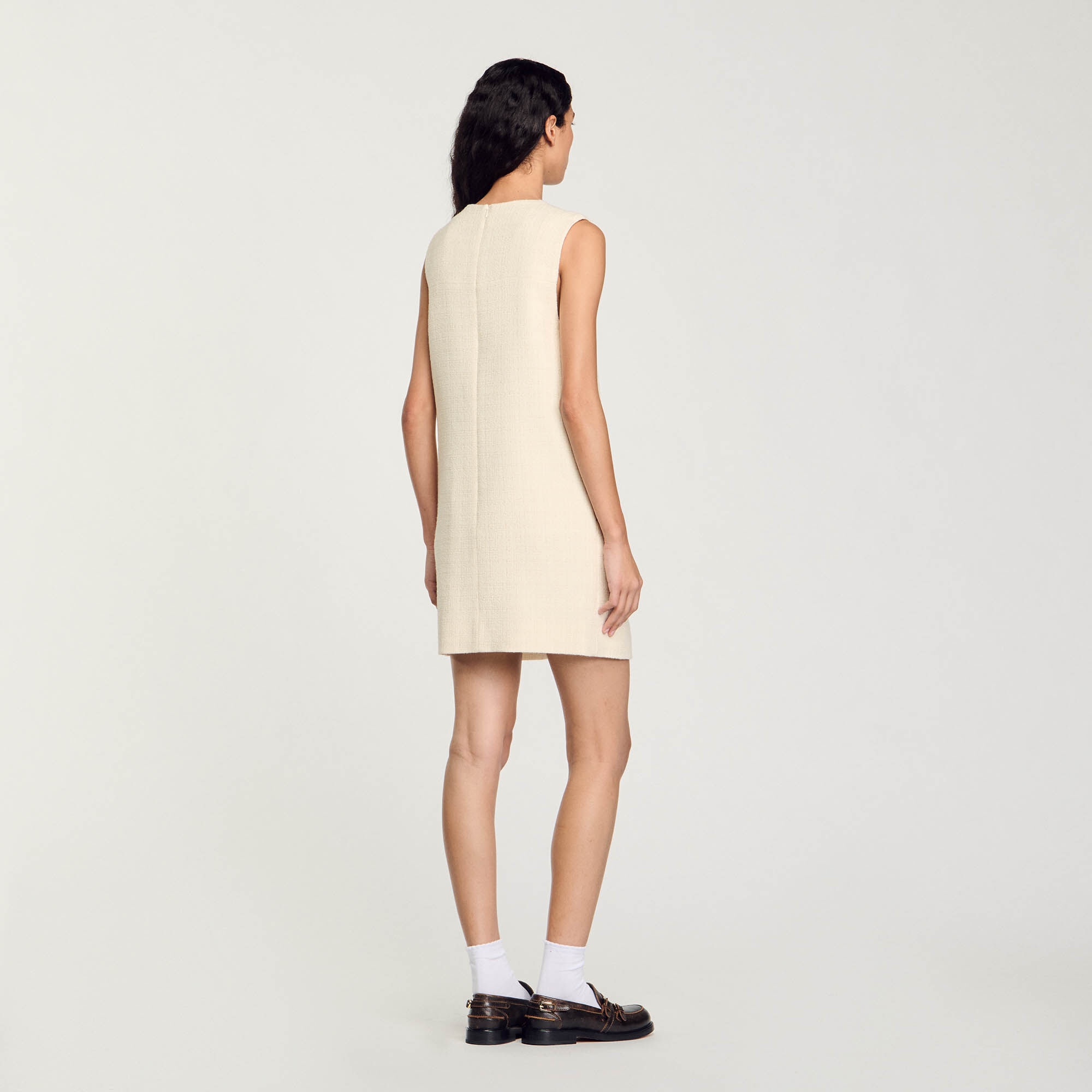 SHORT RHINESTONE TWEED DRESS - 6