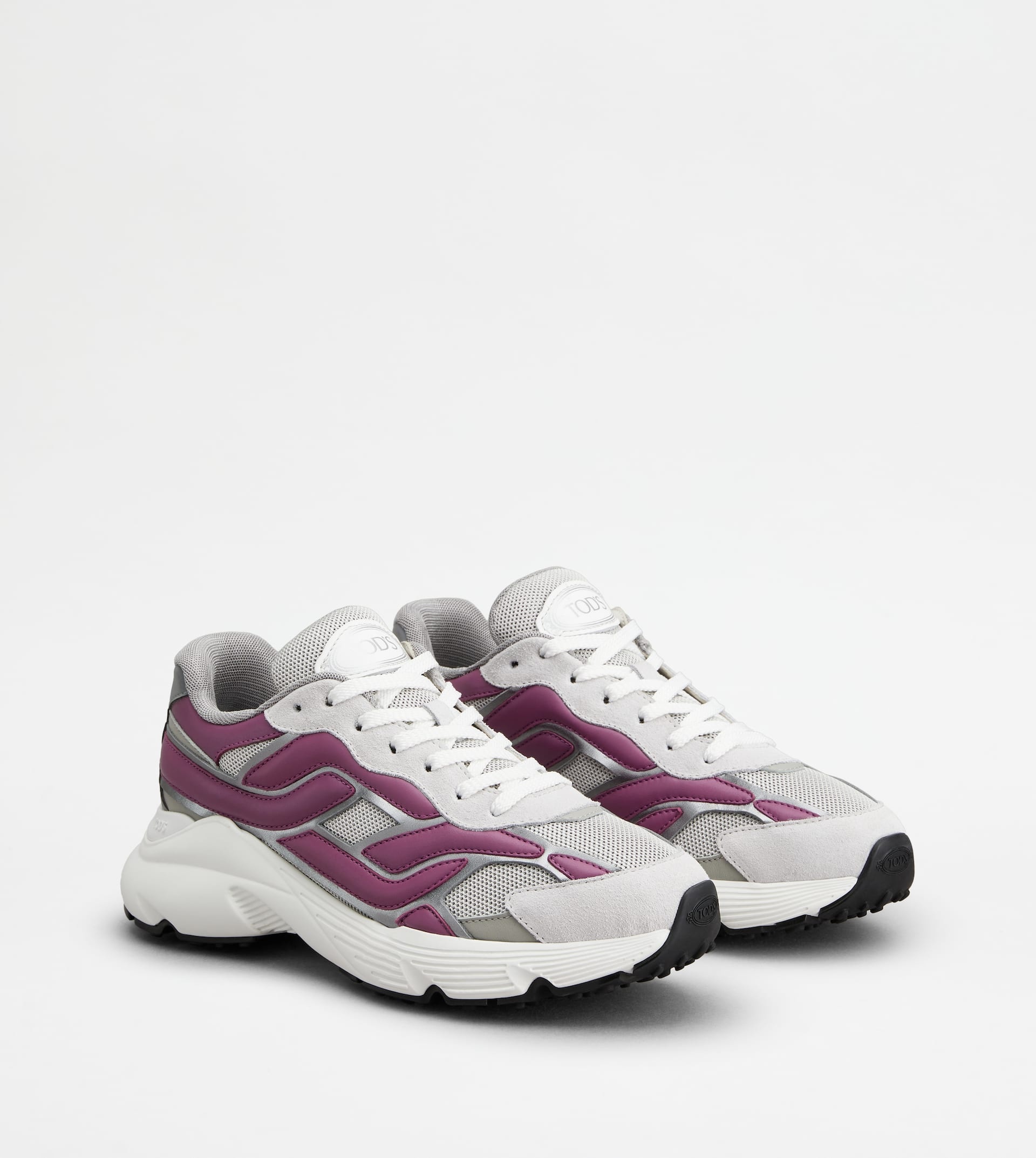 SNEAKERS IN LEATHER AND TECHNICAL FABRIC - PINK, GREY - 3