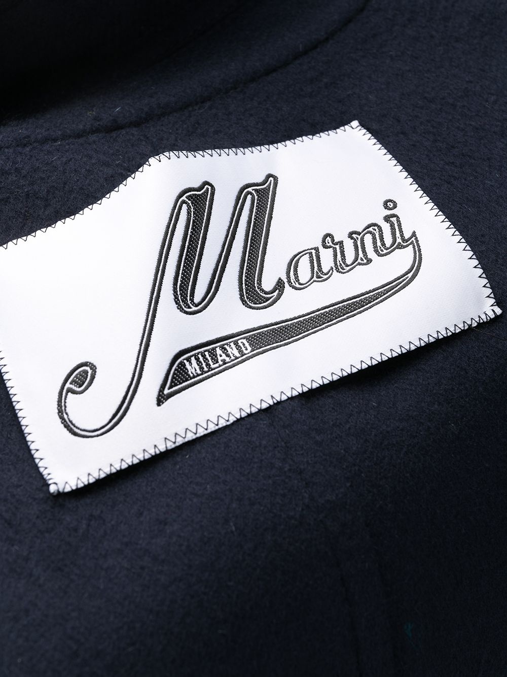 logo-patch tailored mid-length coat - 6