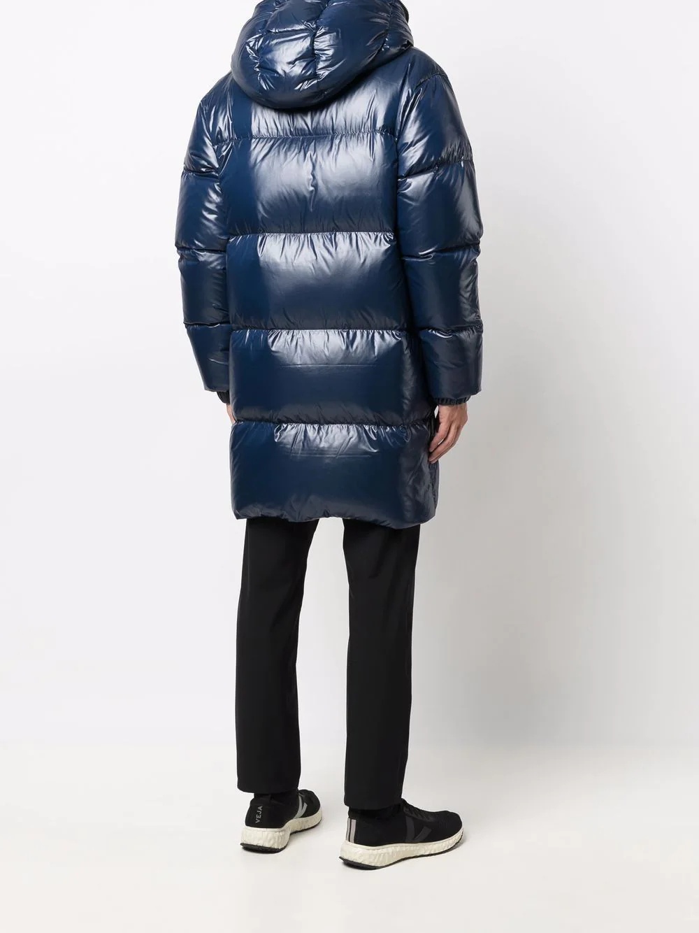 logo-patch feather-down padded coat - 4