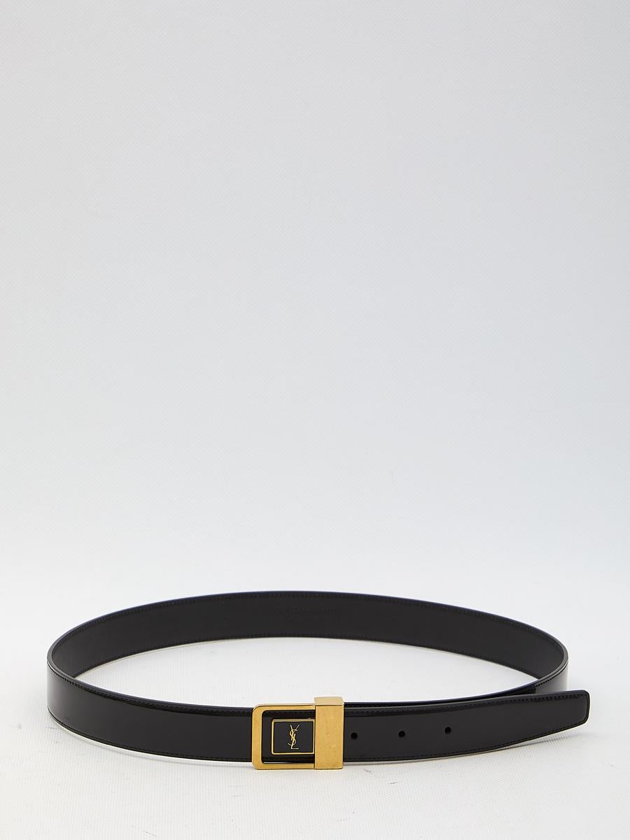 SAINT LAURENT CASSANDRE BUCKLE LEATHER BELT - 1