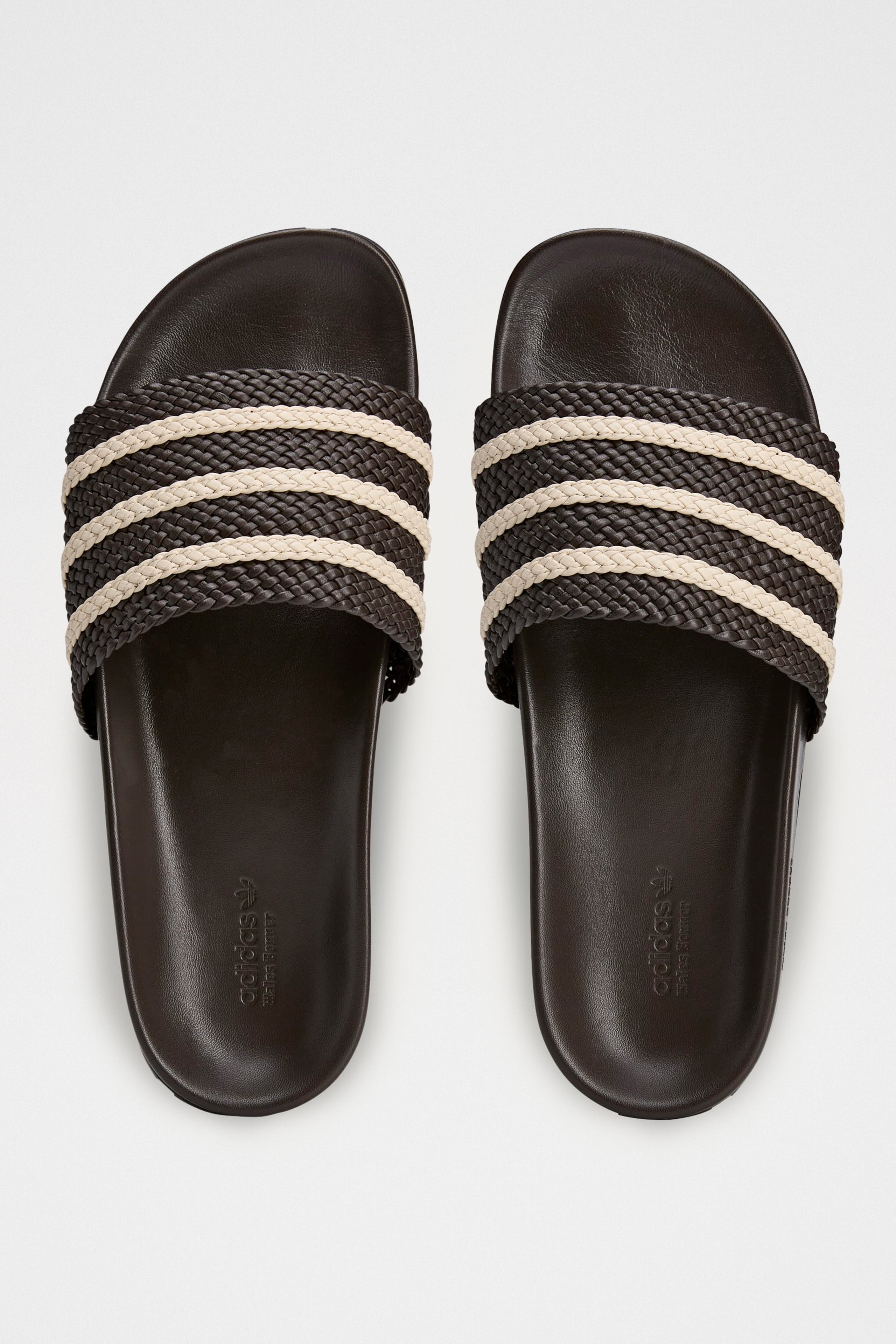 ADIDAS BY WALES BONNER ADILETTE SLIDES DARK BROWN / WONDER WHITE - 3