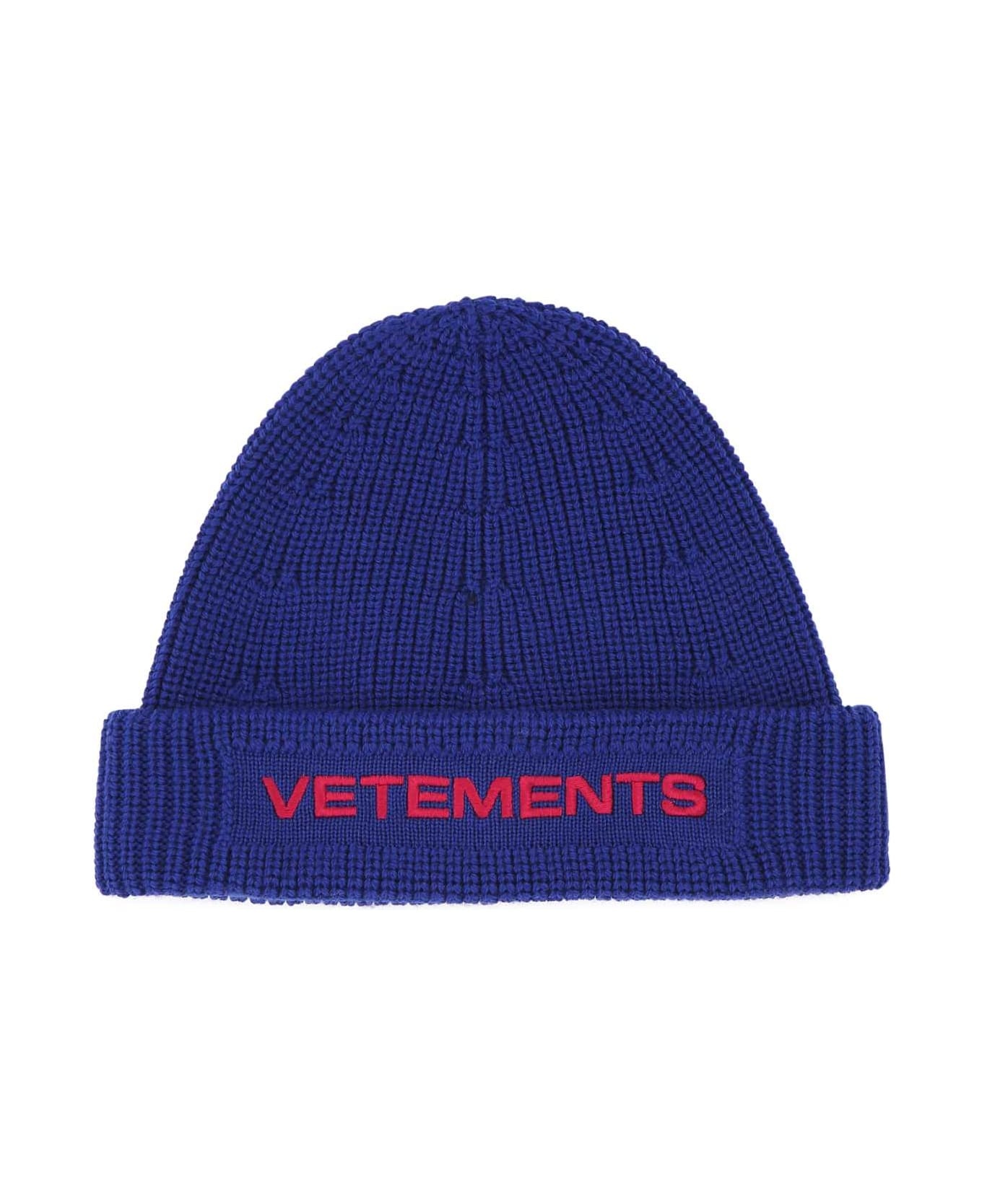 Blue Wool Beanie Hat - 1