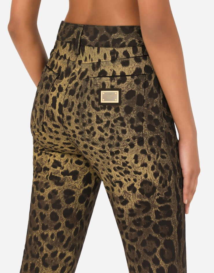 Stretch denim Grace jeans with leopard print - 5