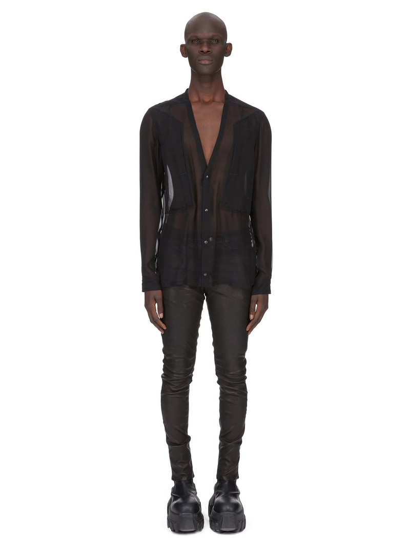 Rick Owens Black Temple Tyrone Leather Pants outlook
