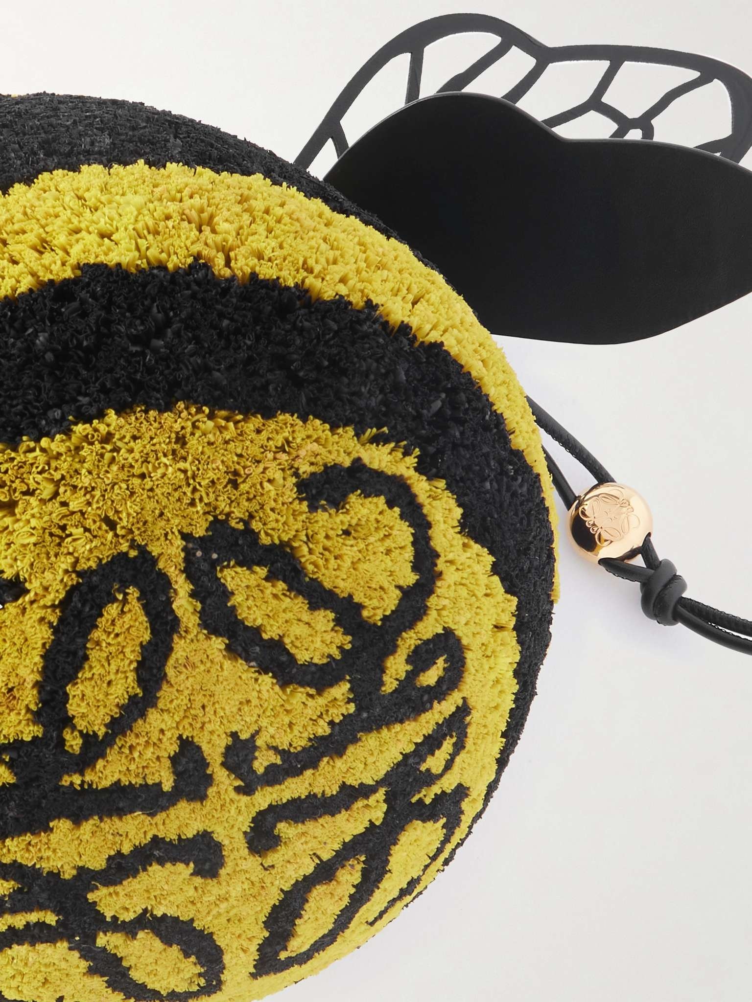 + Paula's Ibiza Leather-Trimmed Striped Raffia Bucket Bag - 4