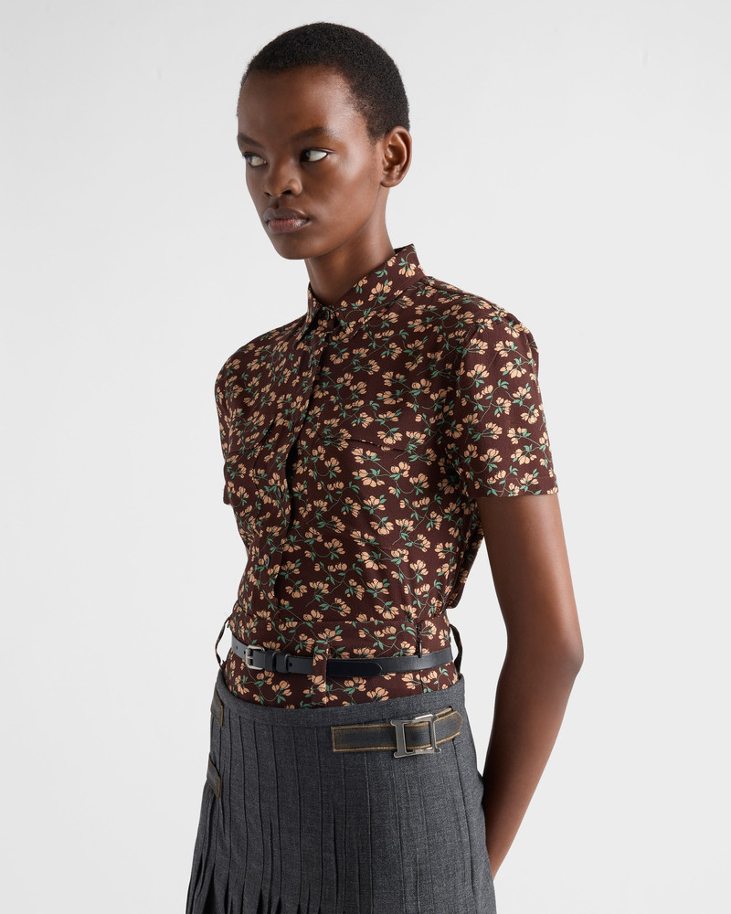 Short-sleeved floral print georgette shirt 4