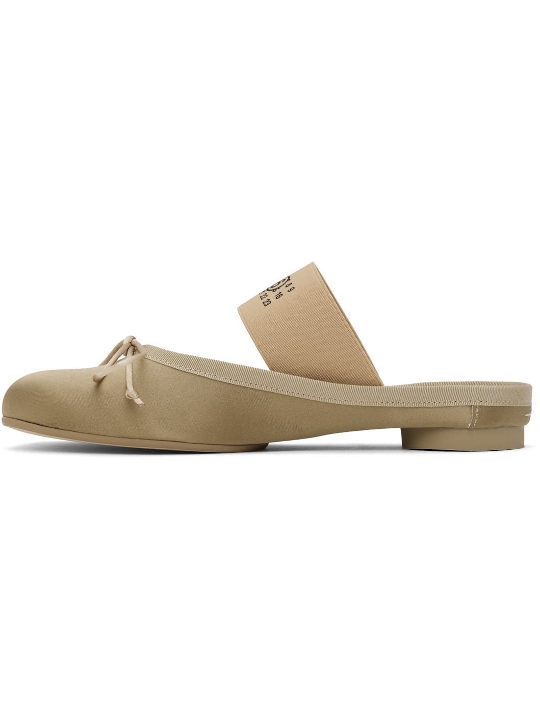 Khaki Satin Ballerina Mules - 3