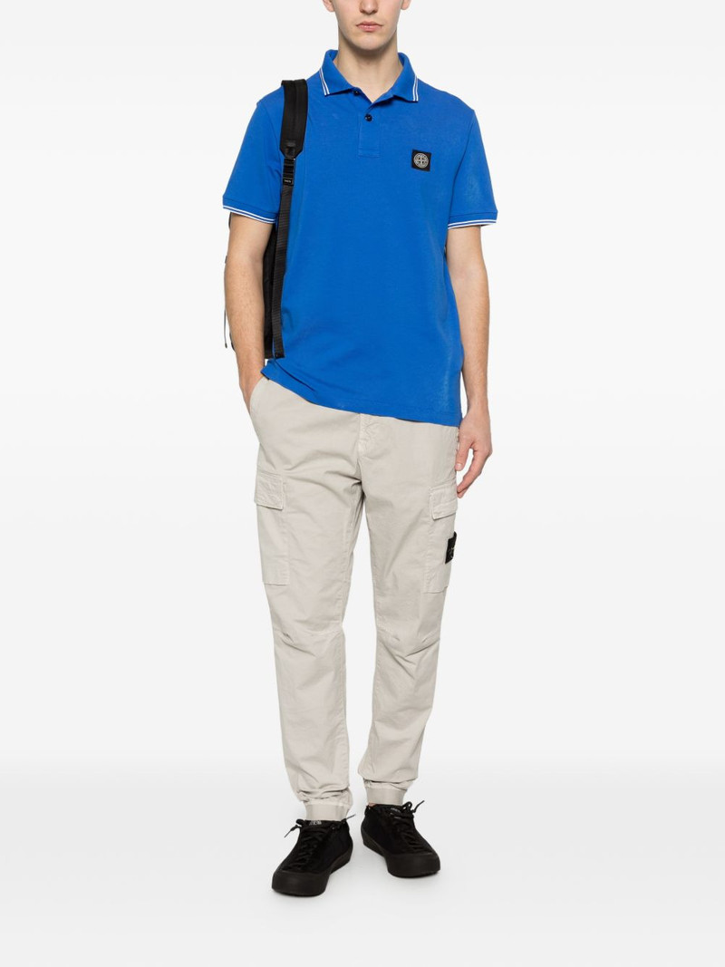 Stone Island logo-patch piped polo shirt outlook
