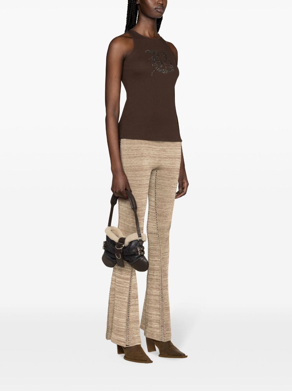 rhinestoned ribbed-knit tank top - 3