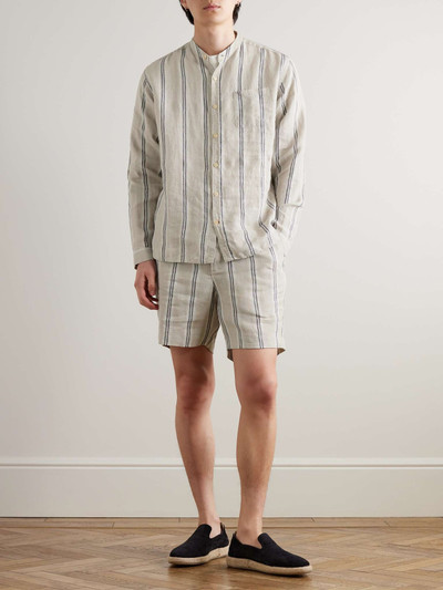 Oliver Spencer Grandad-Collar Striped Linen Shirt outlook
