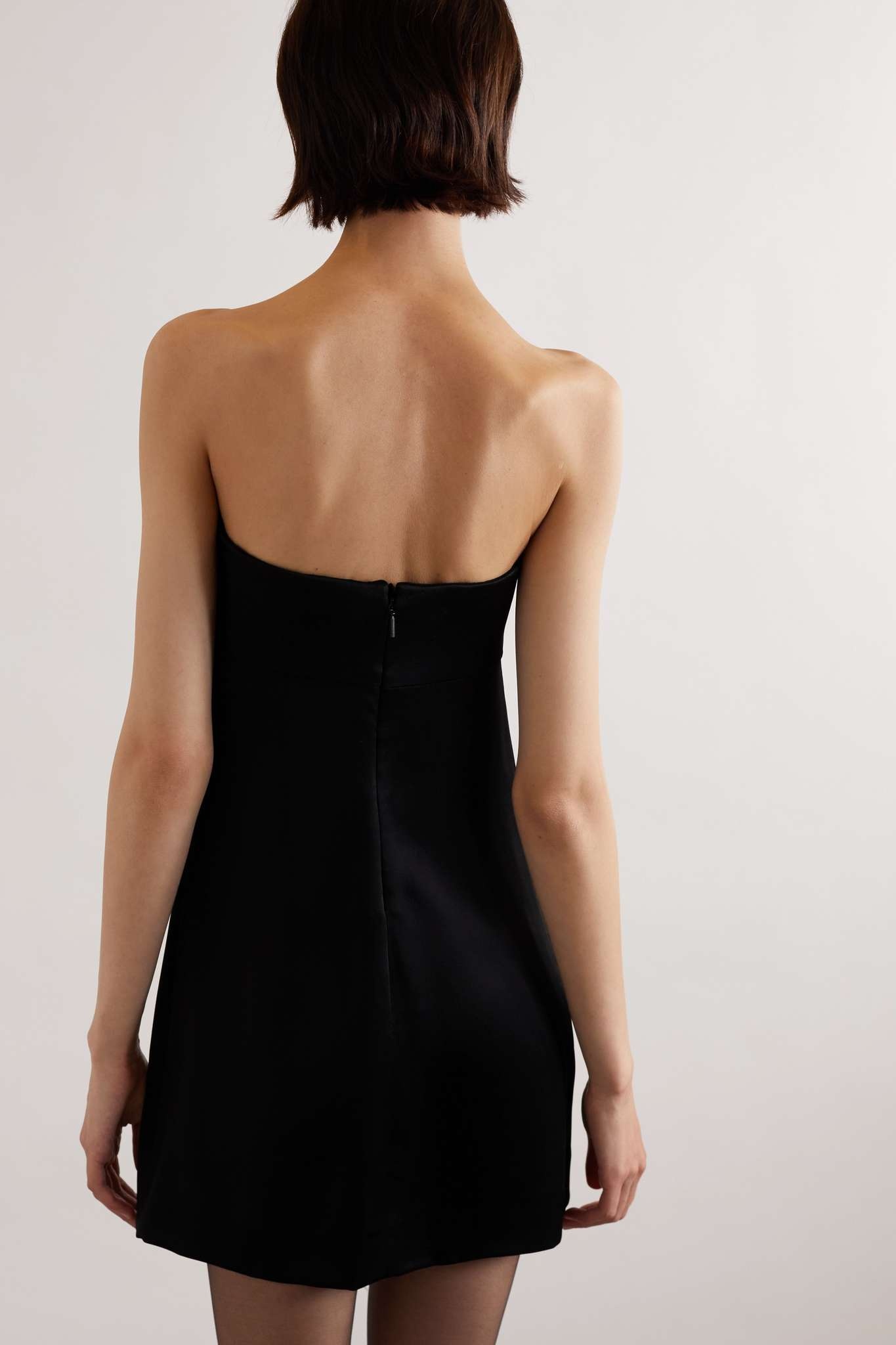Strapless satin mini dress - 3
