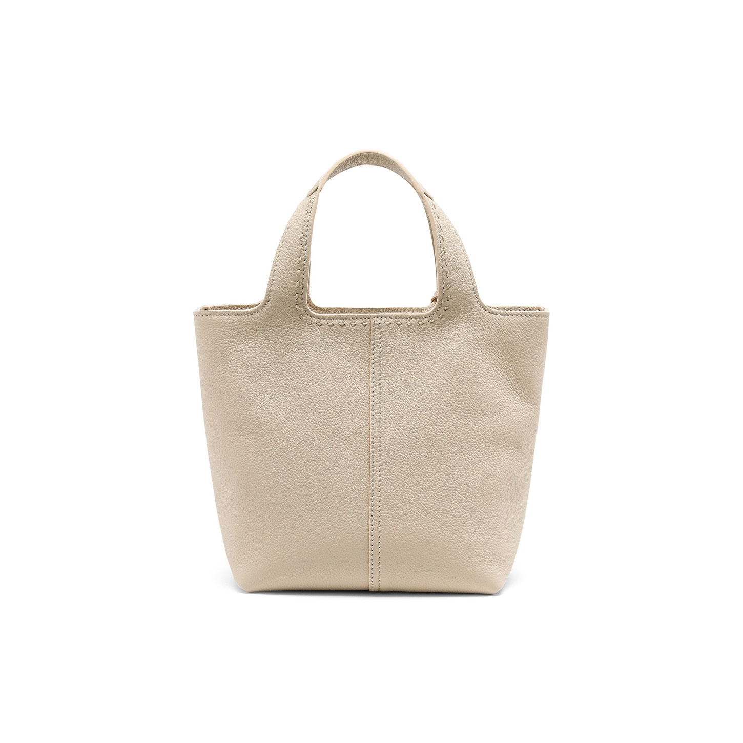 Beige tumbled leather handbag - 4