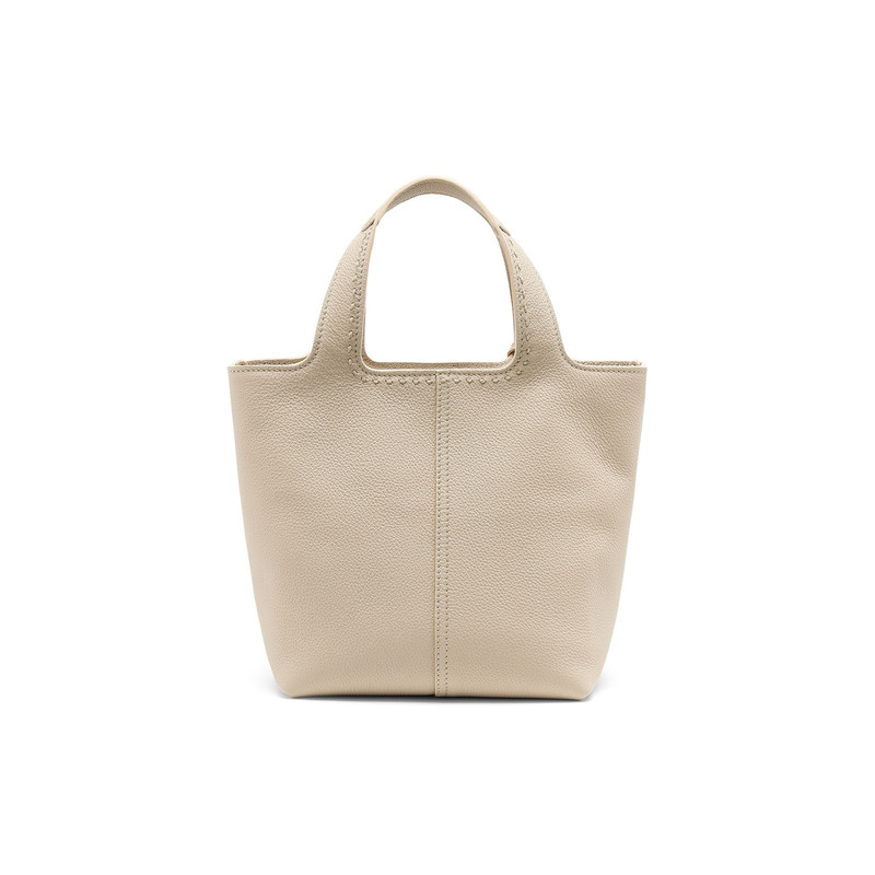 Beige tumbled leather handbag 4