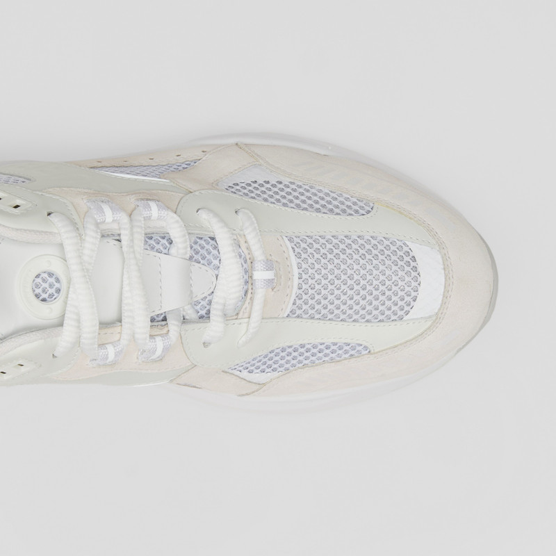 Burberry Logo Print Leather, Suede and Mesh Sneakers outlook