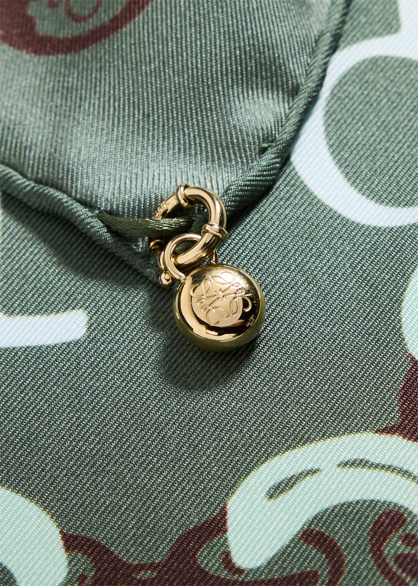 Donut Chain Printed Silk Scarf with Detachable Pebble - 4