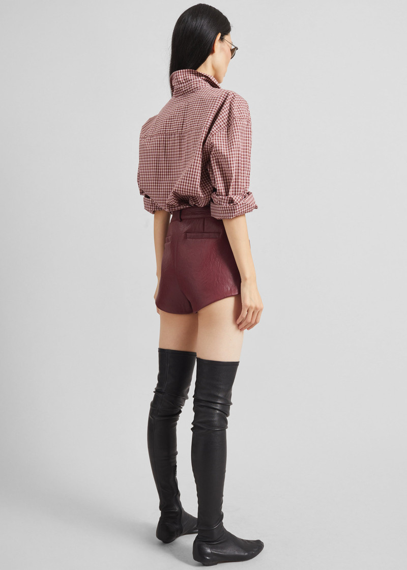 Troye Faux Leather Hot Pants - Burgundy 8
