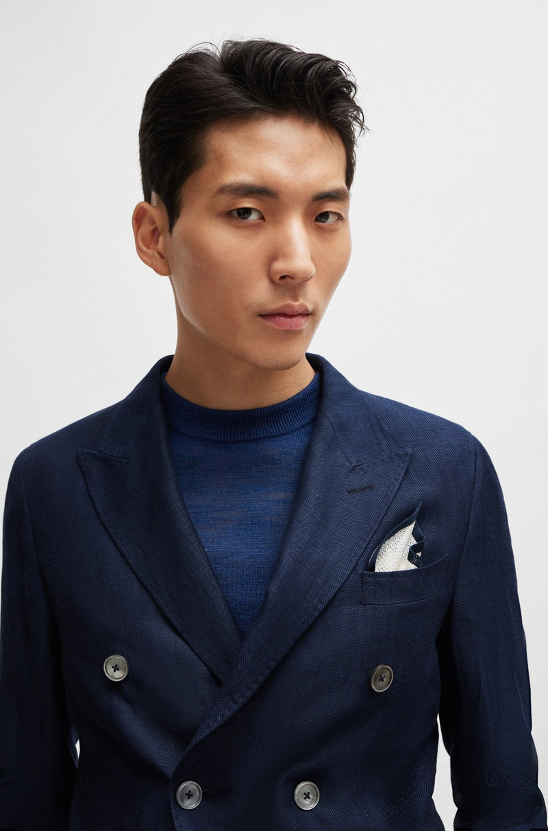 BOSS PIQUÉ-WOVEN POCKET SQUARE IN PURE SILK outlook