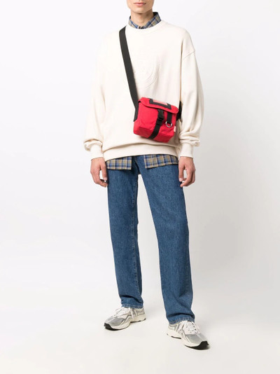 Acne Studios grid-pattern buckled messenger bag outlook