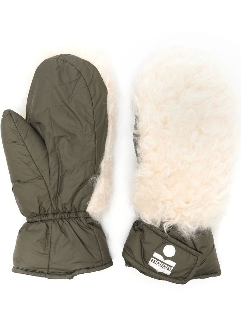 shearling-panel mittens - 1