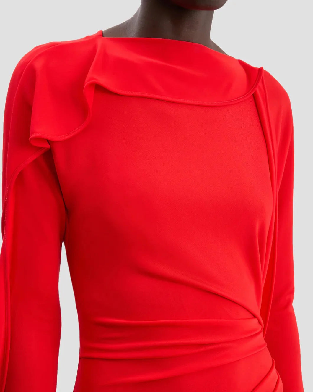 DRAPED JERSEY GOWN IN CAYENNE - 5