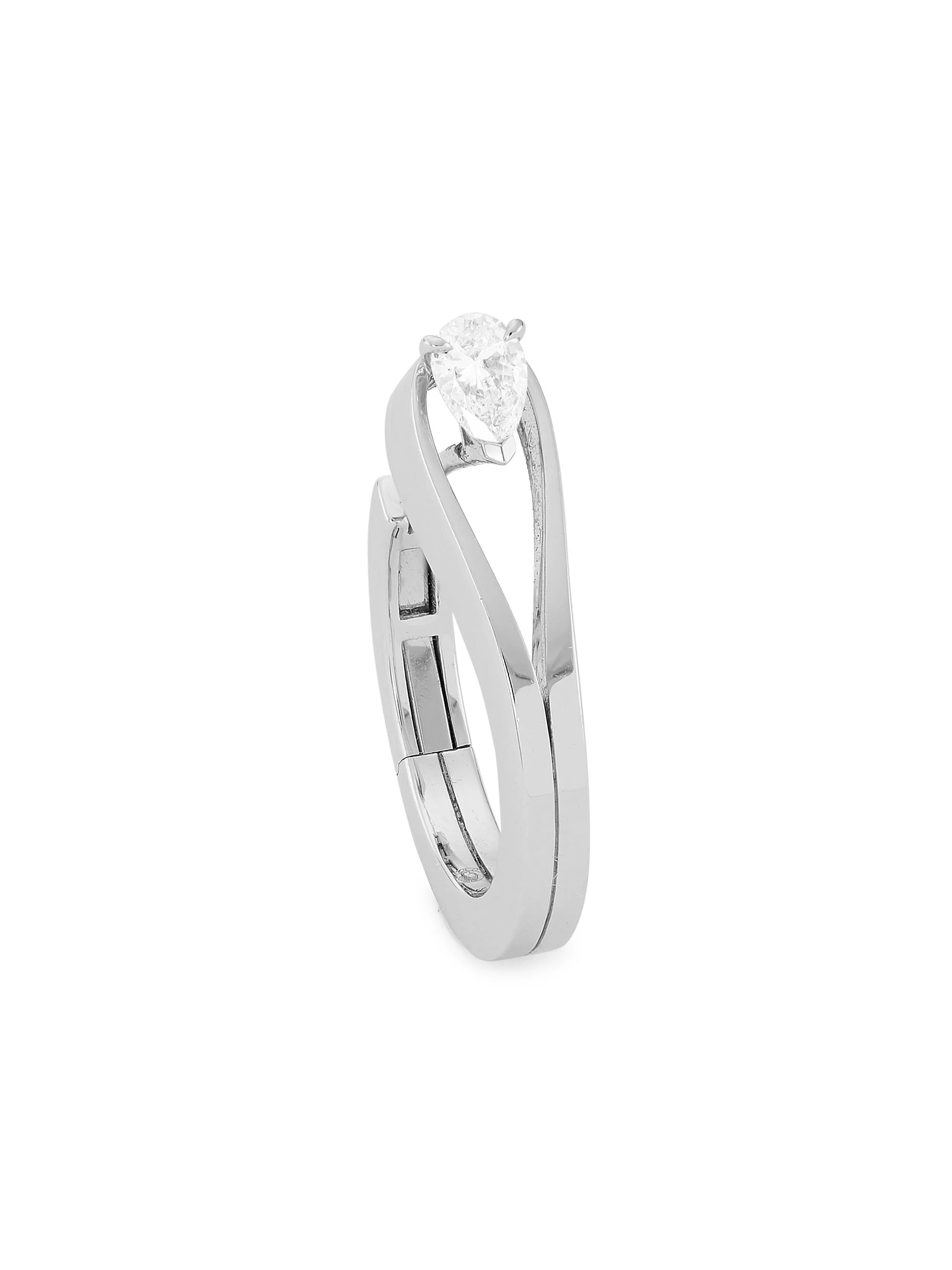 Women's Serti Inversé 18K White Gold & 0.2 TCW Diamond Single Hoop Earring - White Gold - 1