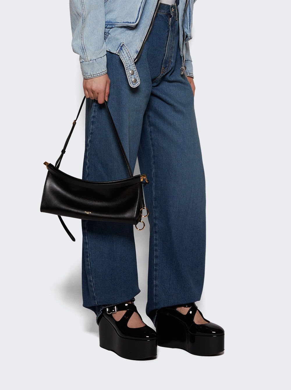 Le Click East West Medium Bag In Leather Black - 2
