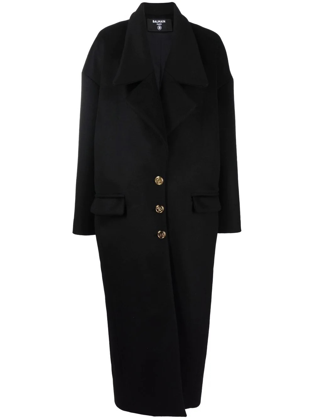 Oversize single-breasted virgin wool coat - 1