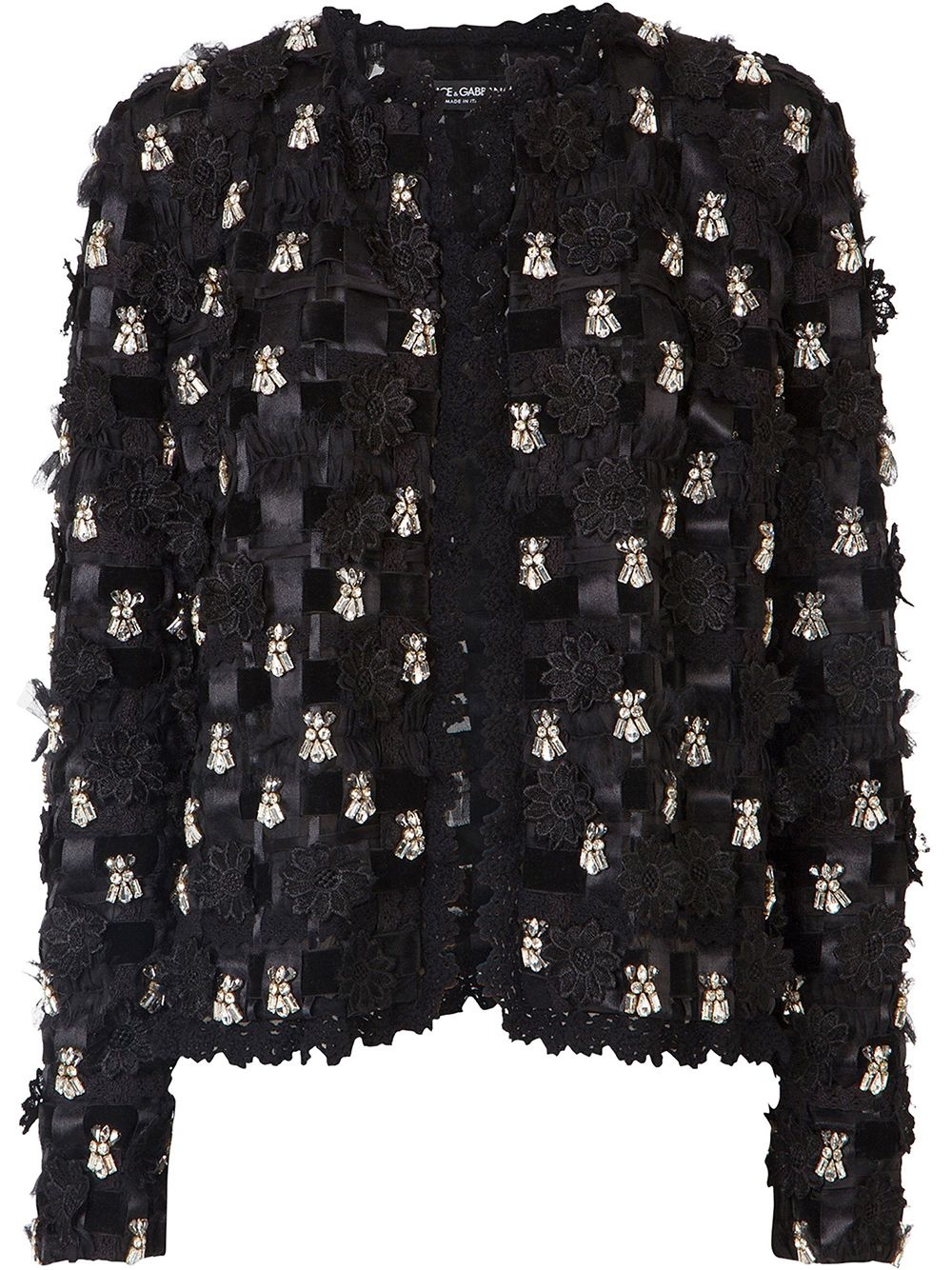 crystal-embellished woven jacket - 1