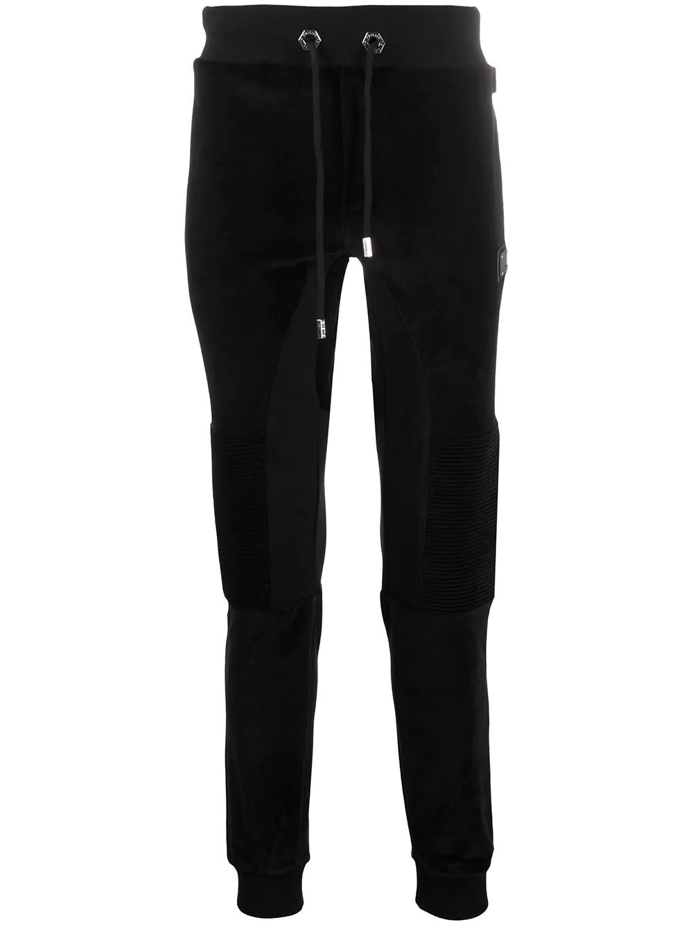 ribbed-panel drawstring track pants  - 1