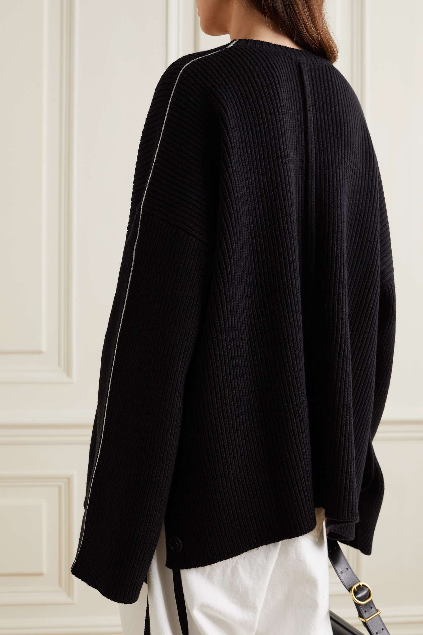 Button-detailed merino wool and cashmere-blend sweater - 3