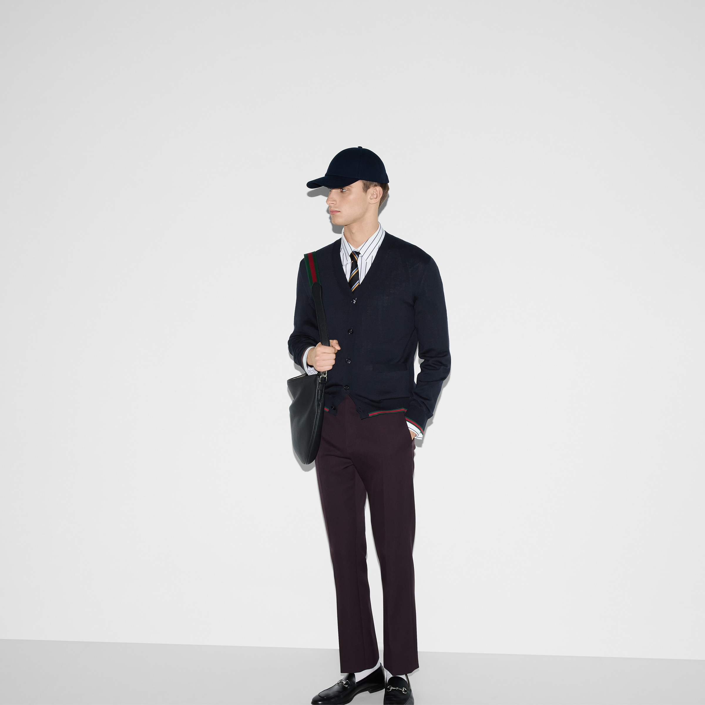 Wool knit cardigan with Web - 6